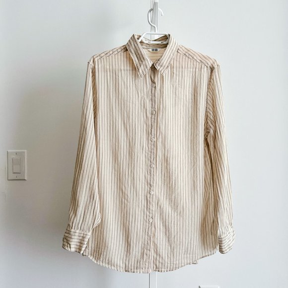 Uniqlo U Sheer Striped Long Sleeve Shirt - Size S - Picture 2 of 6